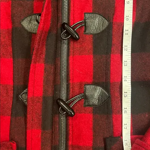 Julie Billiart Tulle wool blend buffalo plaid toggle hooded coat jacket S