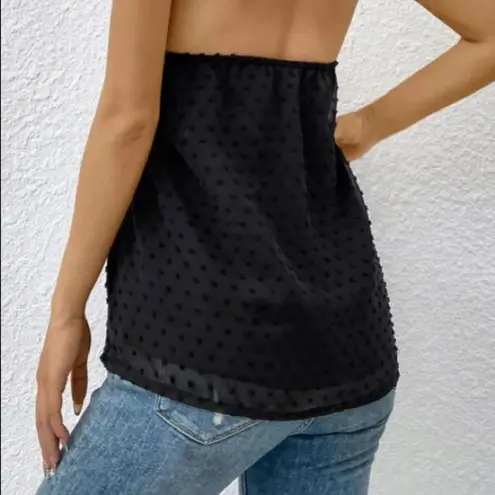 📷NWT, Elegant Boho style Contrast Lace Tank Top. Black Size M