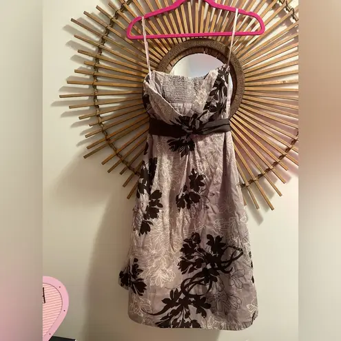 Moulinette Soeurs Anthropologie Strapless Lavender Printed Dress w/ sash Sz4