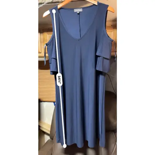 Luxology Women's Dress Size L Blue Cold Shoulder