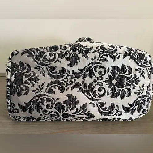 Tote Bag Silver and Black Venetian Damask Style Brocade Carryall