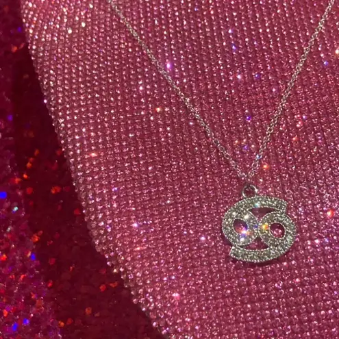 Boutique Cancer Zodiac Sign Sterling Silver Necklace 925 Bling Horoscope June July Egirl Emo Jewelry
