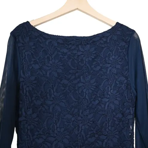 Tiana B . Womens 14 Navy Blue 3/4 Sleeve Lace Dress