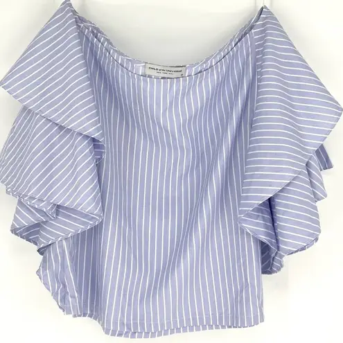 Child of the Universe Off the Shoulder Ruffle Sleeve Blue and White Stripe Top M Size M