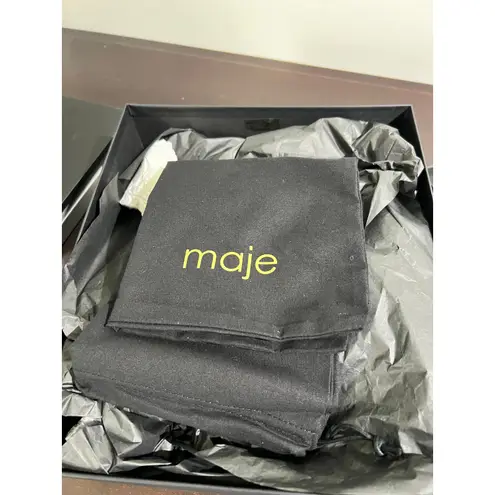 Maje Patent Leather Block Heel Sandals Rhinestone Ankle Strap Rose Blush 40