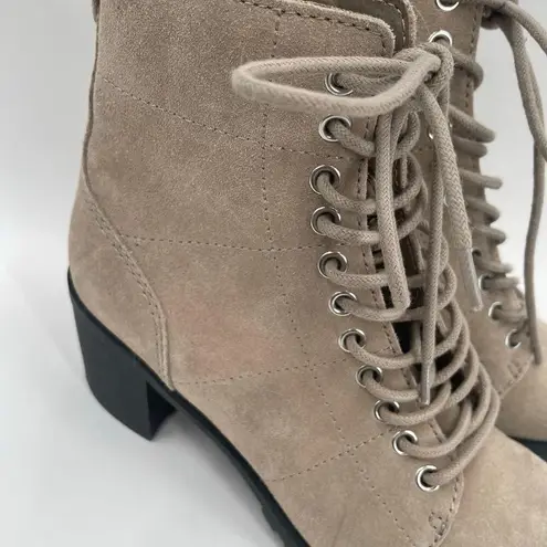 DOLCE VITA Nigel Boots Size 8 Lace Up Heels NEW Suede Leather Bootie Taupe NWOT Tan