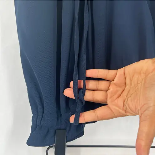 Donna Karan Donna Karen Elegant Navy Blue Drawcord Women's Asymmetrical Midi Skirt Size XL