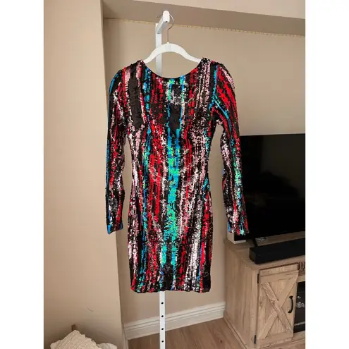 Dress the Population Lola Sequin Midi Dress in Rouge size XXS