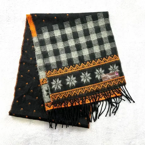 Better Than Cashmere Super Soft Orange/Black Fall Printed Scarf Fringe 12x64