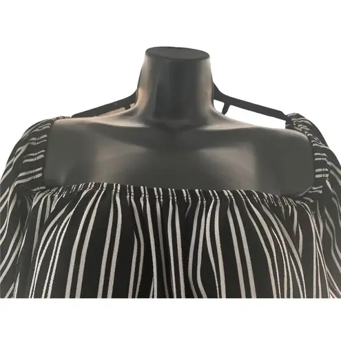 Free Kisses medium black and white striped off shoulder