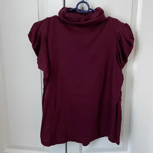 Enza Costa Puff Sleeve Turtleneck Red