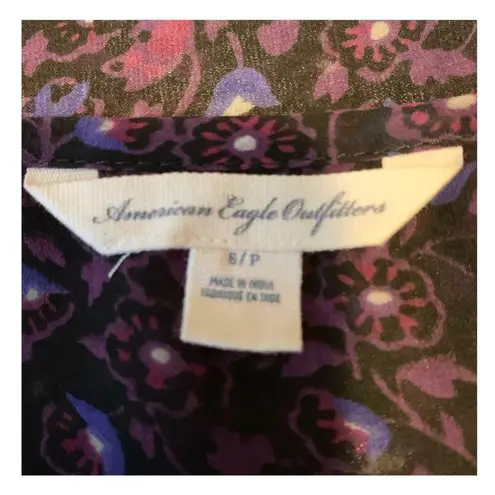 American Eagle WOMEN’S 𝅺 Y2K purple floral sheer peplum top