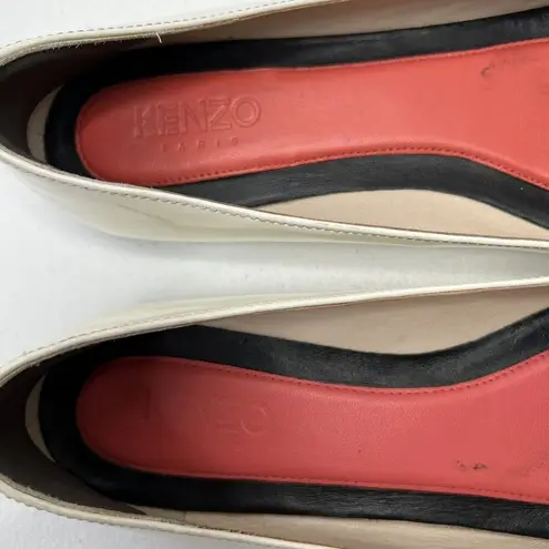 KENZO Paris Size 37.5 US 6.5 Brenda Tiger Ballerinas Flats Glossy Patent Leather