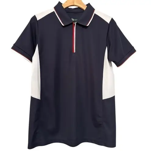 Clovery Women’s M Navy Blue Red White Short Sleeve 1/4 Zip Golf Performance Top Size M