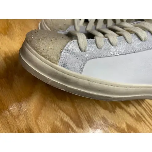 P448 Thea Sneakers Women White Purple Leather Lace-Up Running Athletic Shoes S26