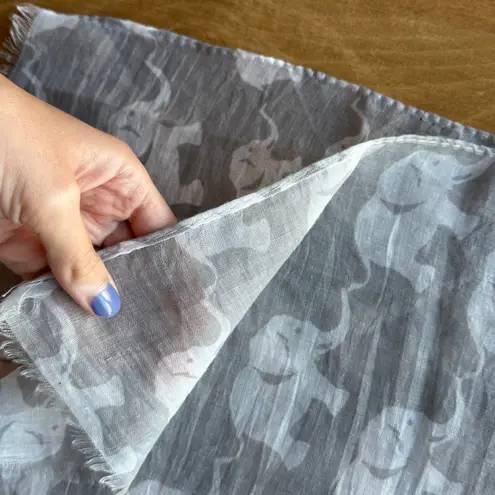 Grey Elephant Animal Print Decorative Lightweight Scarf Gray