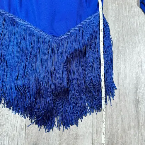 Latin Ballroom Rhythm Fringe Competition Dress XS Blue