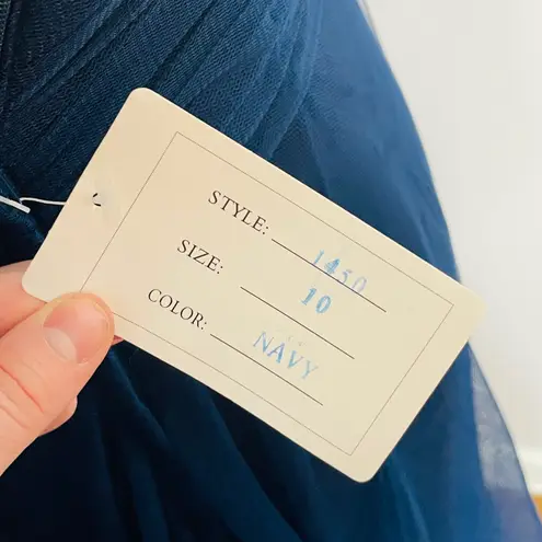 Allure Bridesmaid Style 1450 Navy Tulle Dress 10 Blue