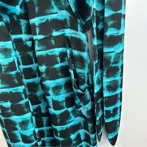 Rachel Roy Teal Blue Printed Robe Wrap Sleeveless Sheath Dress Size 8