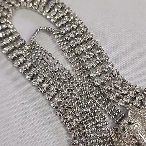 Adjustable Silver with Crystals Chain Style Belt with Elephant Head