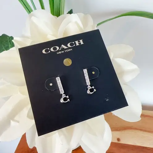 Coach NWT  Signature Pave Bar Stud Earrings