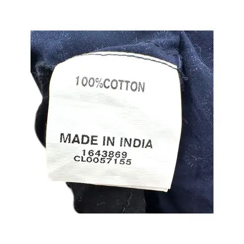 Eshakti Navy Polka Dot Cotton Wrap Dress Ruffle Hem Midi Large Cottage Classic