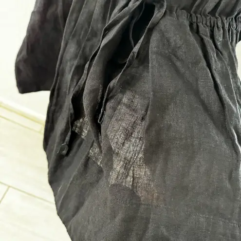 Brochu Walker Black St. Tropez Waist Chest Tie Eyelet Collar Oversized Dress M