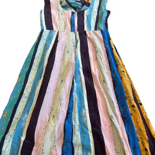Plenty By Tracy Reese Anthropologie Stripe Colorful Dress Silk Size 10 Women's