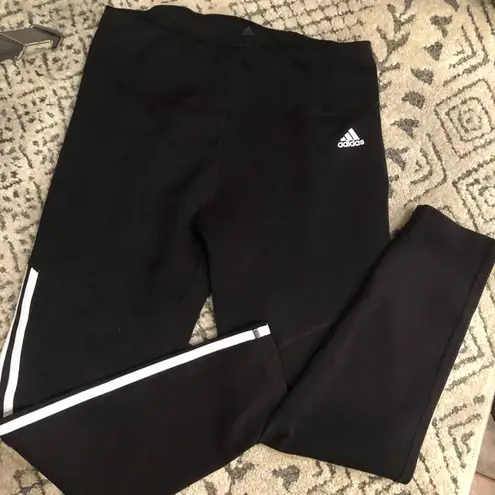 Adidas  black three stripe pants large