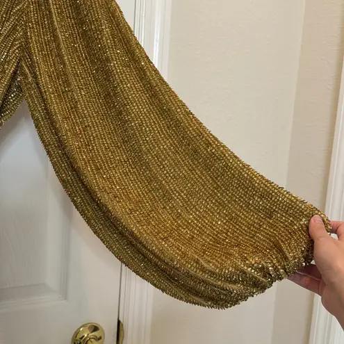 Retrofete Gabrielle Sequin Robe Dress in Gold Size Medium