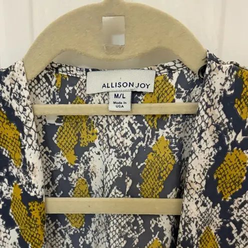 Allison Joy Snake Print Kimono in Grey, Yellow & White