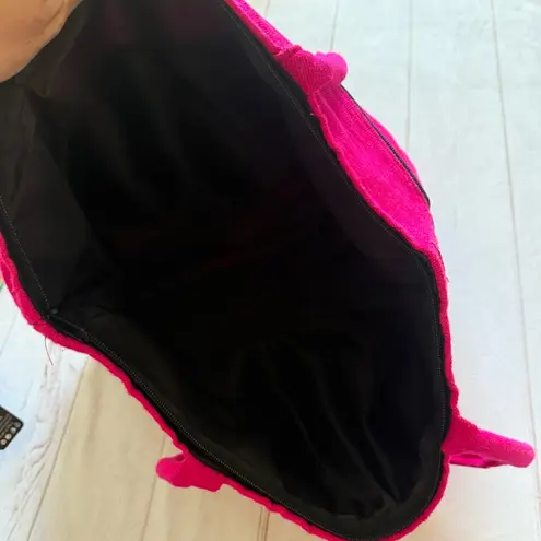 HUMMINGBIRD Embroidered Floral Vibrant Unique Bag Large Pink Zipper Pockets Red