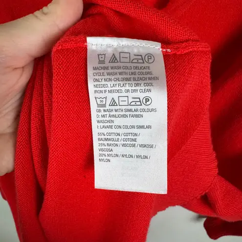 Isaac Mizrahi Isaac Mizrahi Live! Scalloped Trim Red Cardigan XL Button Front Sweater Holiday - Image 6