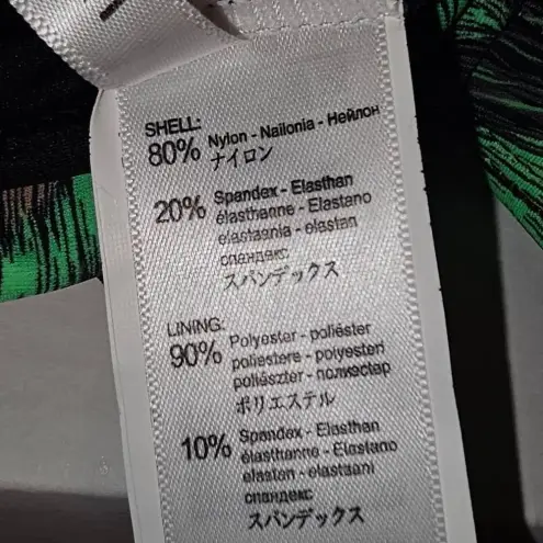 NWT Kamoni Womens Peacock Feather Print V Neck Cheeky Bikini Medium Large Brown