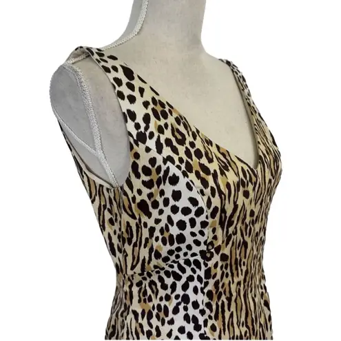 Bloomingdales Vintage 90s Bloomingdale’s animal print v neck sleeveless sheath dress size 10P