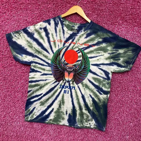 Journey Japan 81 Tour Scarab Beetle Blue and Green Tie Dye Graphic T-Shirt Large
