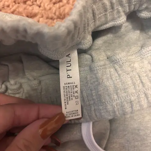 P’tula Womens XS Gray Pull On Mini Skirt Cozy Active Drawstring Pockets