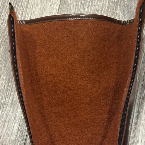 None VTG 70s Brown Rubber Molded Insulated Tall Waterproof Rain Snow Boots Talon Sz 9