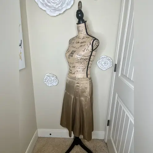 Banana Republic Linen Metallic Gold/Tan A-Line Fit & Flare Skirt Sz 10