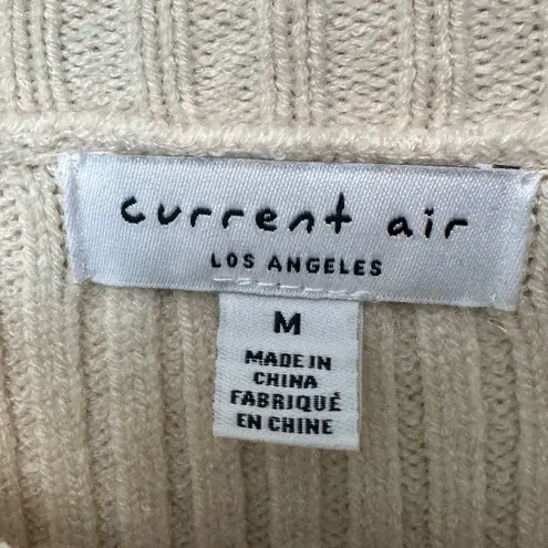 Current Air Anthropologie Quilted Sleeve Sweater Ribbed Knit Crew Neck Top M - Image 4