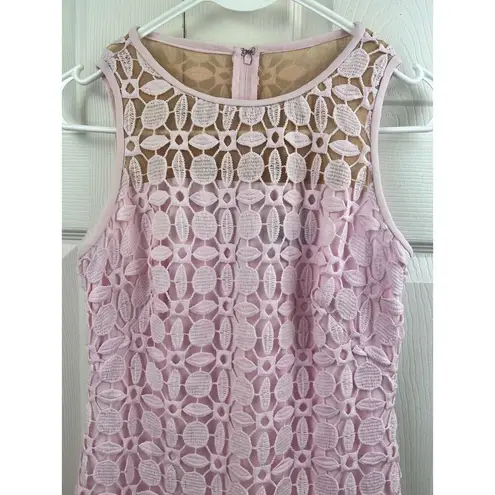 Ralph Lauren  Dress Size 2 Light Pink Sleeveless Overlay Crochet Knit Eyelet