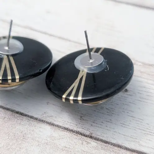 Vintage Stud Earrings For Pierced Ears Large Statement Retro Black