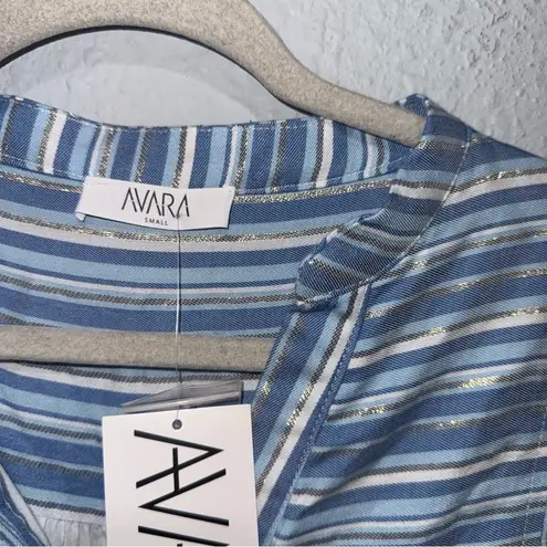 NEW Avara Libby Dress Coastal Cowgirl Stripe Tiered Mini Boho Beach Resortwear S Blue