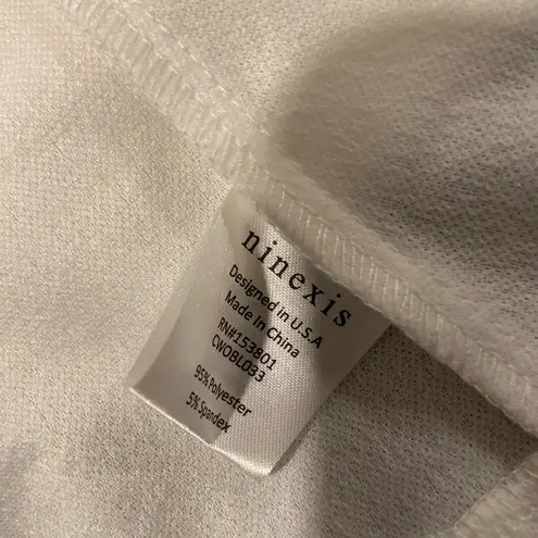 Ninexis White Black Lapel Lightweight Button Ruched 3/4 Sleeve Blazer Size M Size M