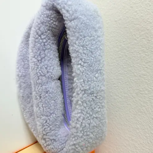 BY FAR Baby Cush Lilac Shearling Chain Strap Shoulder Bag Purple