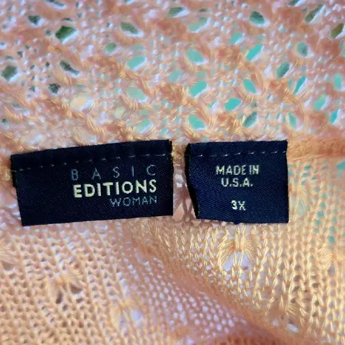 Basic Editions Woman Light Pink Open Front Cardigan Sweater Size 3X