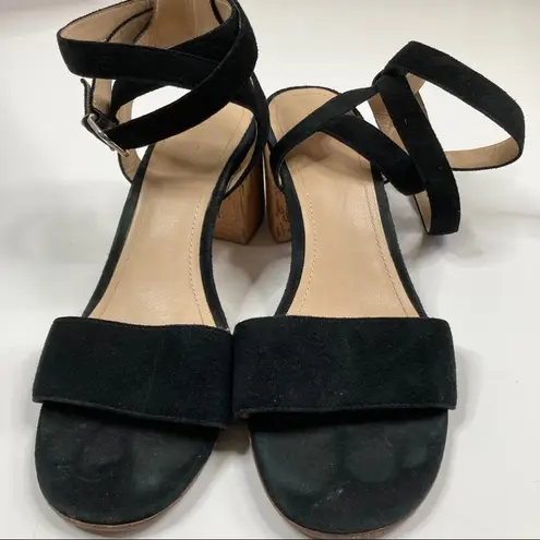 Pour La Victoire  | Black Strappy Cork Heels 7.5