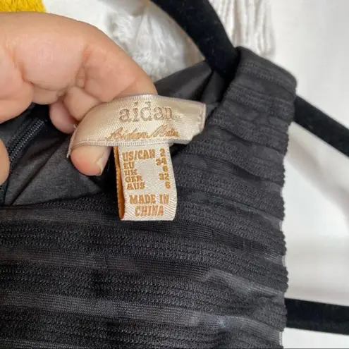 Aidan Mattox Black Shadow Stripe Sheath Dress