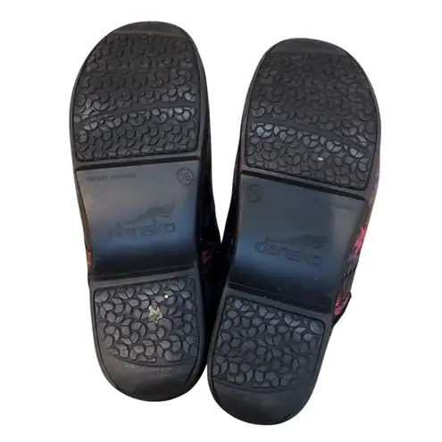 Dansko Black and Pink Mules with Chunky Sole paint splatter design sz 38