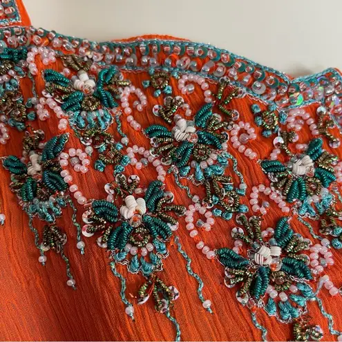 None 5 for $25! Last Chance! Beaded‎ Dress Altered Indian Tunic Mini Strappy Orange